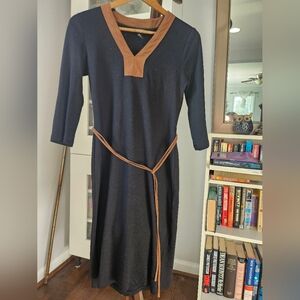 Lauren by Ralph Lauren shirt dress. Black With Brown suede finishes. Extra small